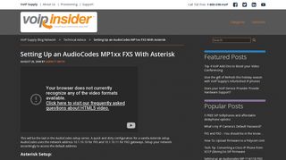 Setting Up an AudioCodes MP1xx FXS With Asterisk - VoIP Insider