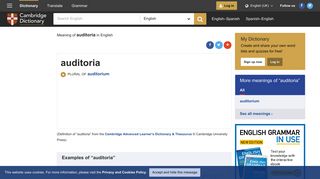 AUDITORIA | meaning in the Cambridge English Dictionary