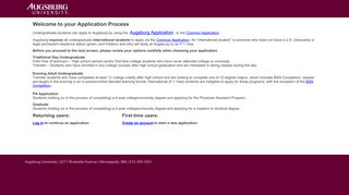 Welcome to your Application Process - Augsburg University
