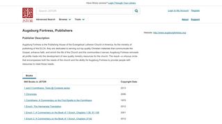 Augsburg Fortress, Publishers on JSTOR