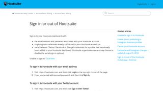 Sign in or out of Hootsuite – Hootsuite Help Center
