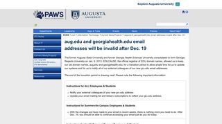 aug.edu and georgiahealth.edu email - PAWS - Augusta University