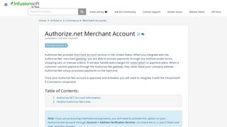 Authorize.net Merchant Account | Infusionsoft Pro