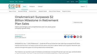 OneAmerica® Surpasses $2 Billion Milestone in Retirement Plan Sales