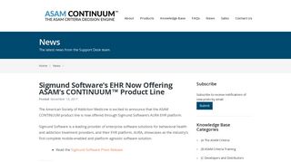 Sigmund Software's EHR Now Offering ASAM's CONTINUUM ...
