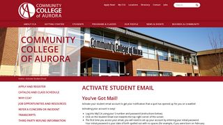 Activate Student Email | Community College of Aurora in Colorado ...