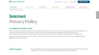 Internet Privacy Policy | Aurora Health Care