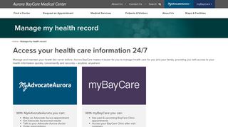 Manage my health record | Aurora BayCare Medical Center