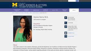 Aurora Harris | University of Michigan-Dearborn