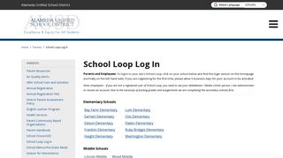 School Loop Log In - Alameda Unified School District