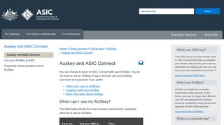 Auskey and ASIC Connect | ASIC - Australian Securities and ...