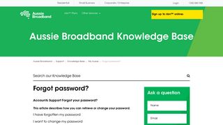 Forgot password? | Aussie Broadband