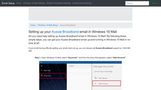 Setting up Aussie Broadband email in Windows 10 Mail