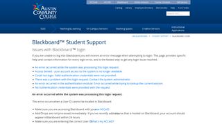 Blackboard Student Support Login | Austin Community College District