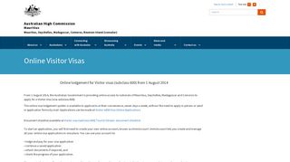 Online Visitor Visas - Australian High Commission - Port Louis