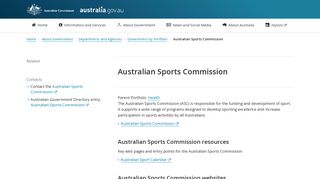 Australian Sports Commission | australia.gov.au