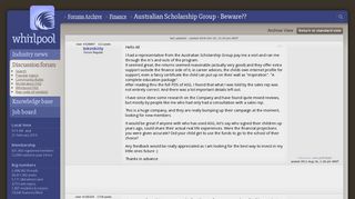 Australian Scholarship Group - Beware?? - Finance - Whirlpool Forums
