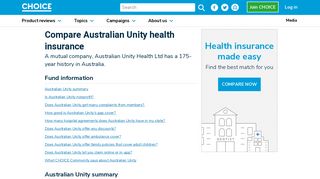 Australian Unity health insurance review - Choice