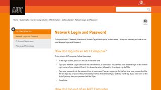 Network Login and Password - AUT