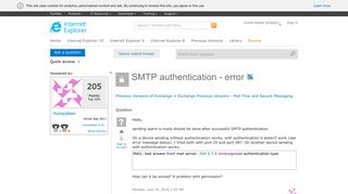 SMTP authentication - error - Microsoft