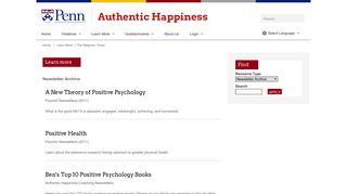 Learn more - Authentic Happiness - University of Pennsylvania