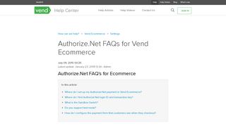 Authorize.Net FAQs for Vend Ecommerce – How can we help?