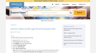 How do I obtain my API Login ID and Transaction Key? - Authorize.net ...