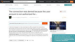 [SOLVED] The connection was not authorized because the user ...