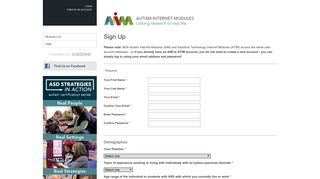 Autism Internet Modules | Sign Up