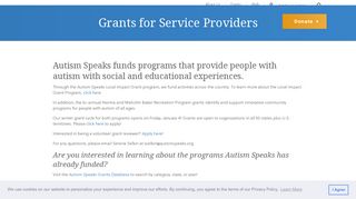 Grants for Service Providers | Autism Speaks