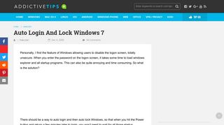 Auto Login And Lock Windows 7 - AddictiveTips