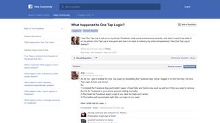 What happened to One Tap Login? | Facebook Help Community ...