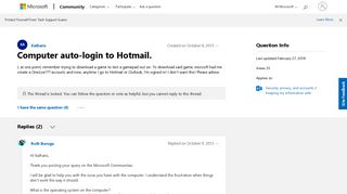 Computer auto-login to Hotmail. - Microsoft Community