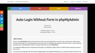Auto Login Without Form in phpMyAdmin - Subin's Blog