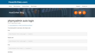 phpmyadmin auto login | HostOnNet.com