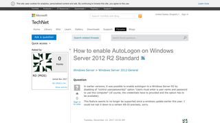 How to enable AutoLogon on Windows Server 2012 R2 Standard - Microsoft