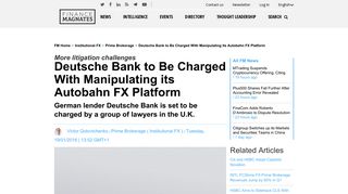 Deutsche Bank to Be Charged With Manipulating its Autobahn FX ...