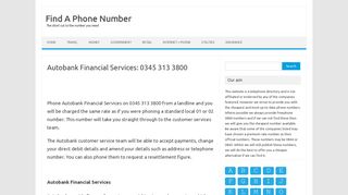 Autobank Financial Services: 0345 313 3800 - Find A Phone Number