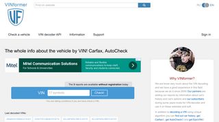 VINFormer :: The whole info about the vehicle by VIN! Carfax, AutoCheck