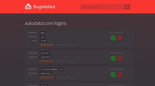 autodata.com passwords - BugMeNot