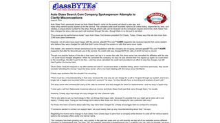 Auto Glass Search.Com Company Spokesperson Attempts to Clarify ...