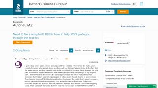 AutohausAZ | Complaints | Better Business Bureau® Profile