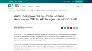 AutoHook powered by Urban Science Announces Official API ...