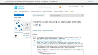 Automate connecting to computer through RDP - Microsoft