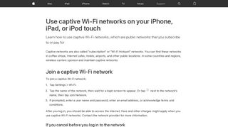 Use captive Wi-Fi networks on your iPhone, iPad, or iPod touch ...