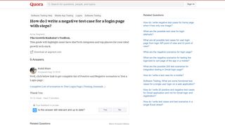 How to write a negative test case for a login page with steps - Quora