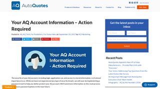 Your AQ Account Information – Action Required - AutoQuotes
