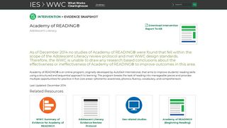 WWC | Academy of READING® - Institute of Education Sciences