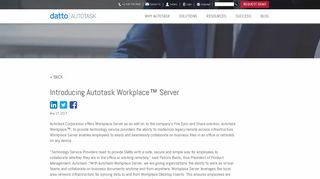Introducing Autotask Workplace™ Server