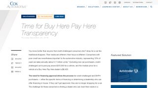 Time for Buy Here Pay Here Transparency - Cox Automotive